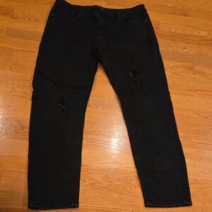Womens Black Distressed Slim Jeans